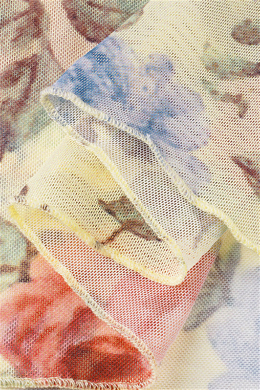 
                      
                        Strapless Yellow Irregular Hem Floral Print Maxi Dress
                      
                    