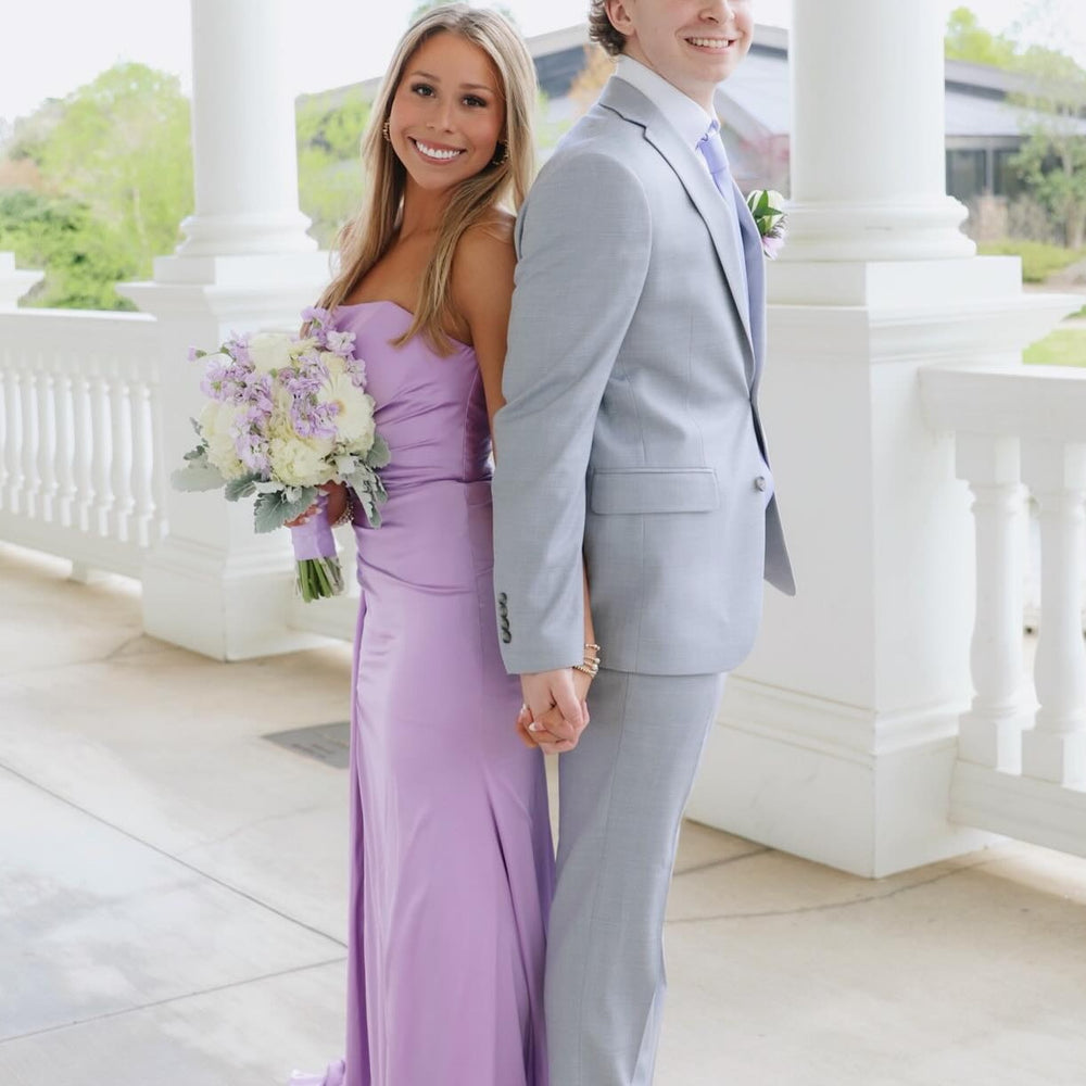 
                      
                        Strapless Yellow Ruched Mermaid Long Dress with Slit
                      
                    