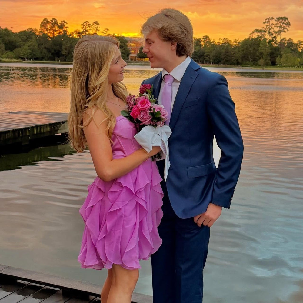 
                      
                        Strapless Yellow Ruffled Short Short Dress with Bow
                      
                    