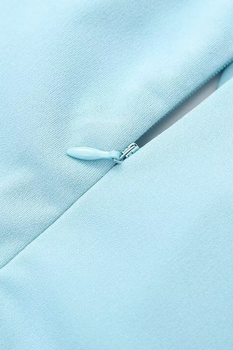 
                      
                        Strapless Blue Pleated A-line Long Dress
                      
                    