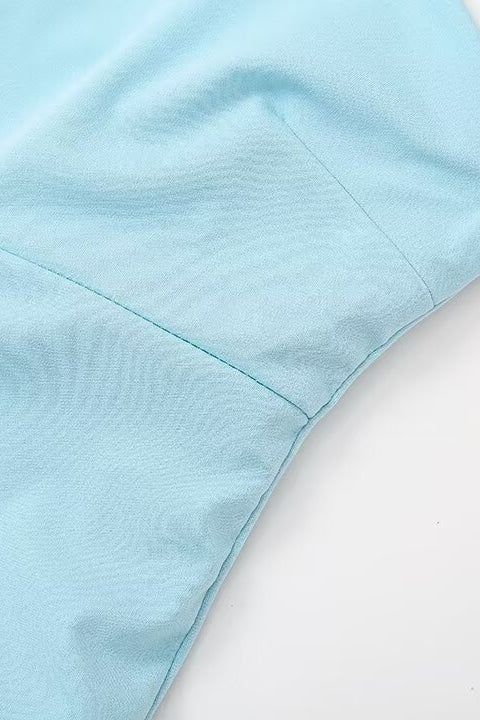 
                      
                        Strapless Blue Pleated A-line Long Dress
                      
                    