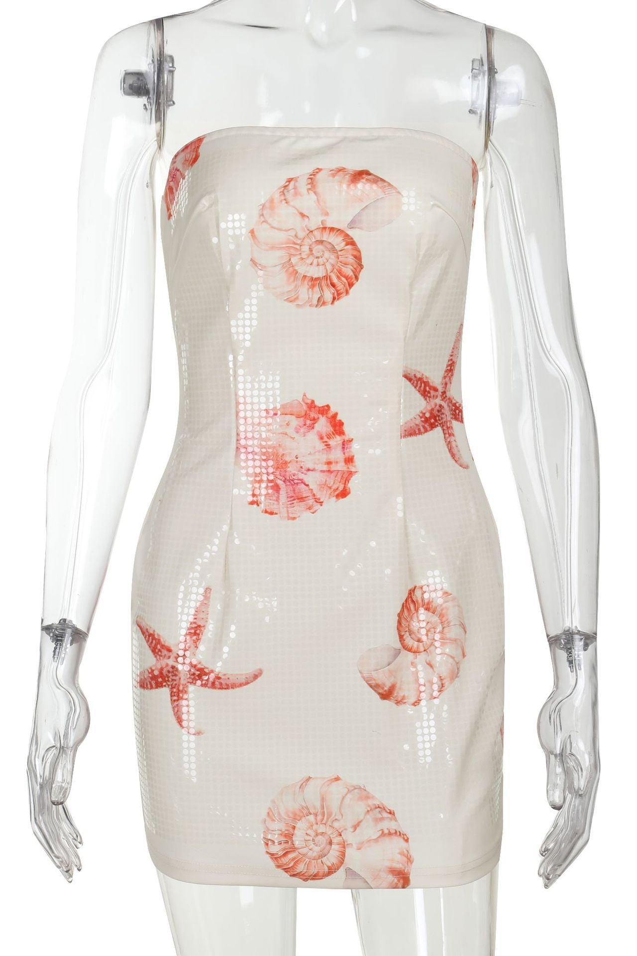Strapless Blue Starfish Bodycon Short Dress