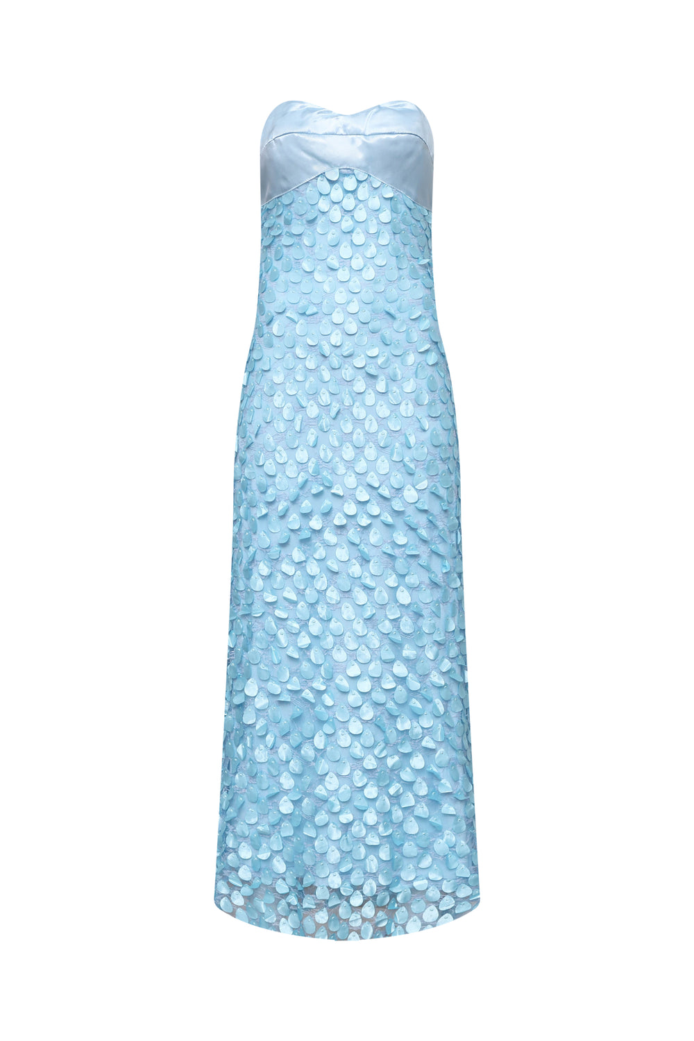 Strapless Blue Teardrop Sheath Long Dress