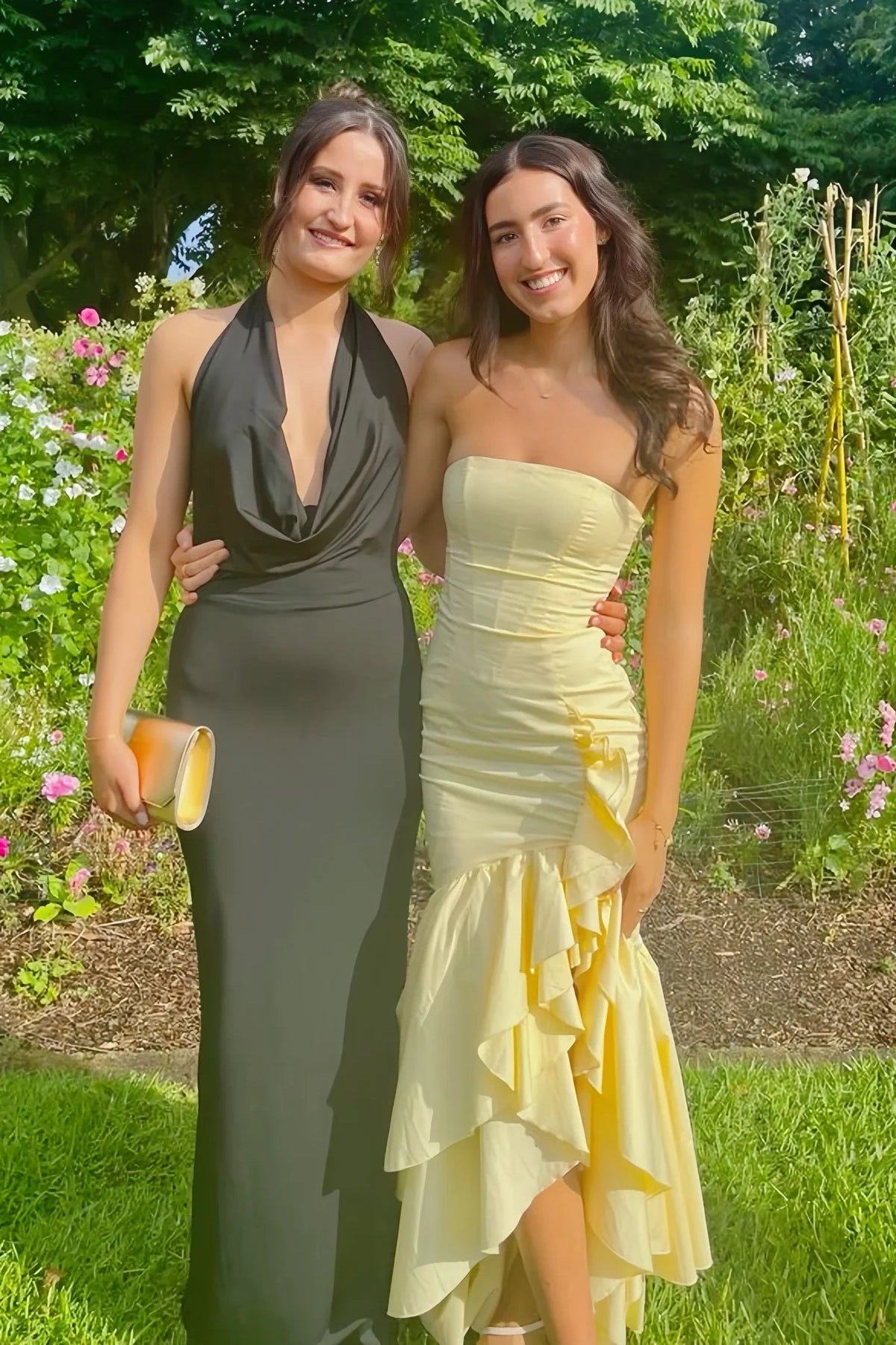 Strapless Burgundy Ruffle Tiered Long Dress with Slit