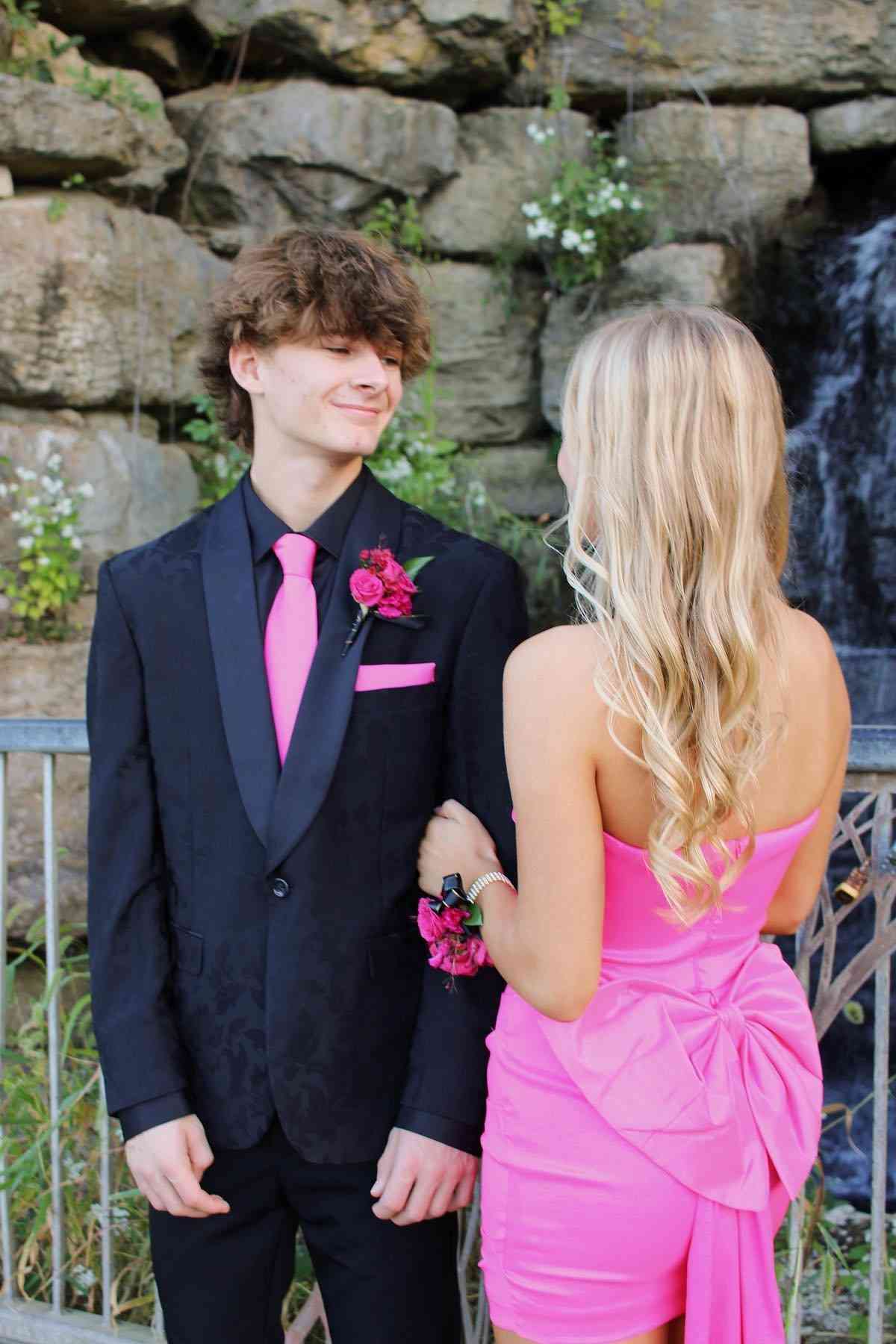 Strapless Hot Pink Back Bow Short Dress