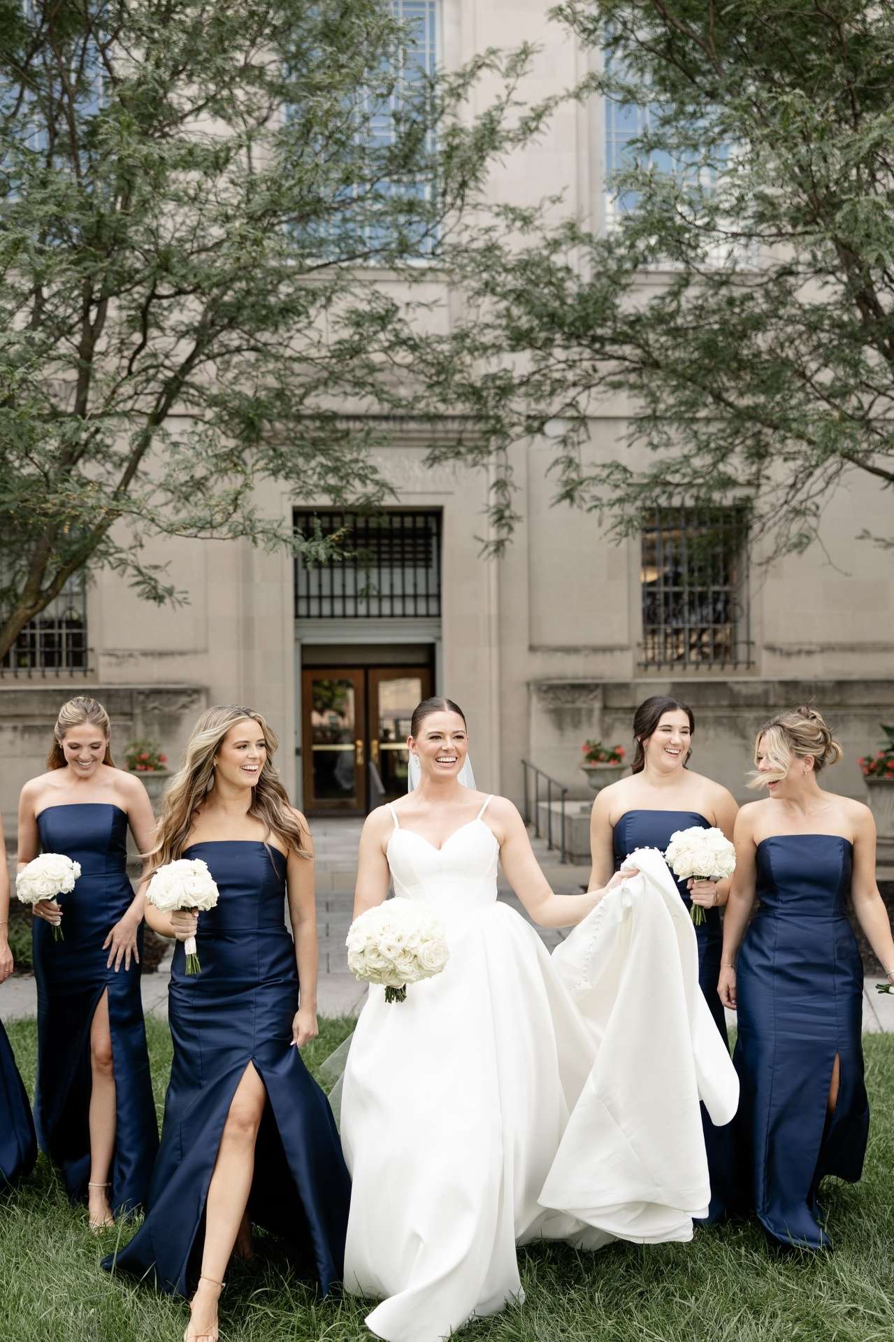 Strapless Ice Blue Mermaid Bridesmaid Dress with Slit