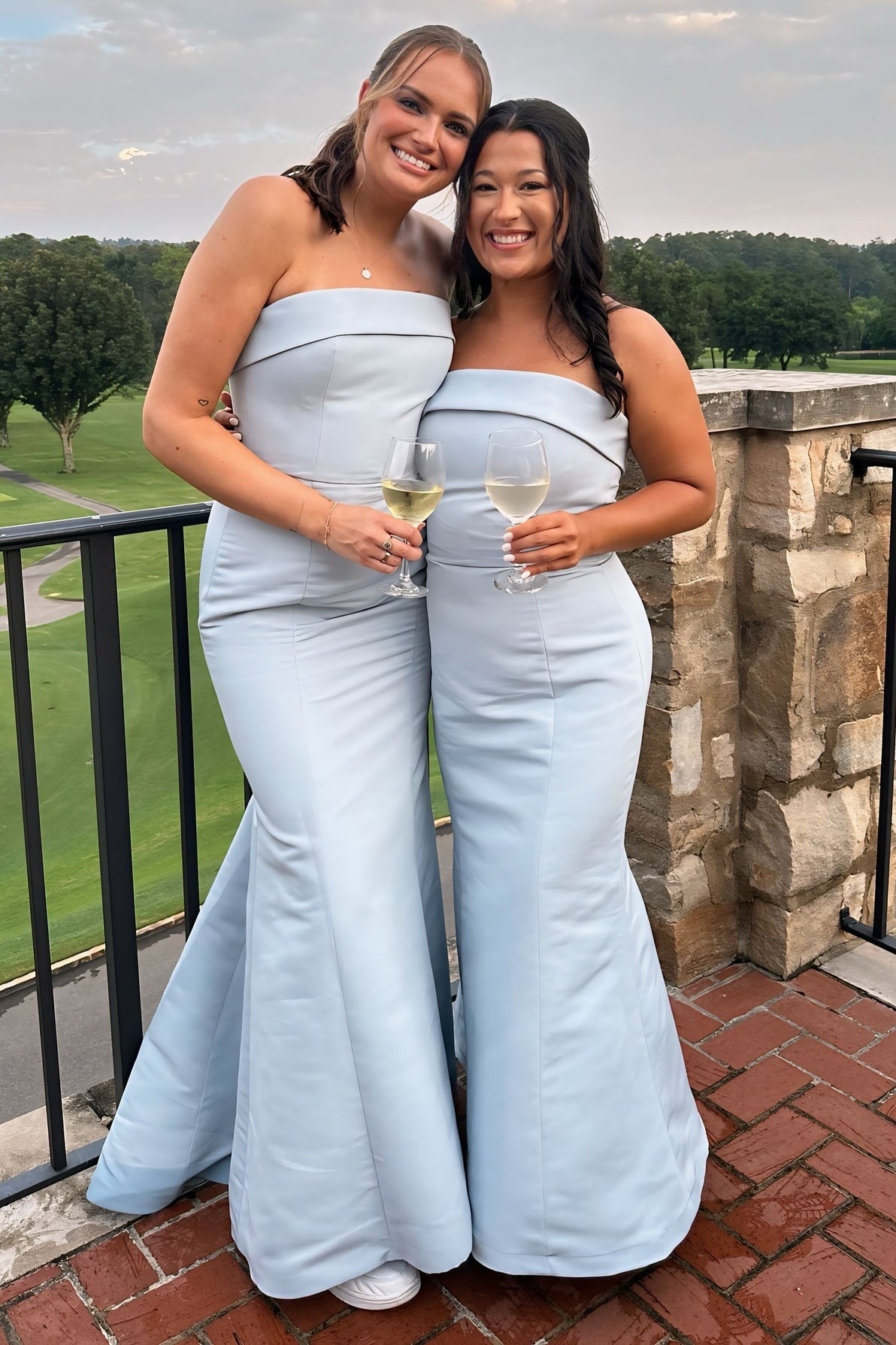 Strapless Ice Blue Mermaid Long Bridesmaid Dress