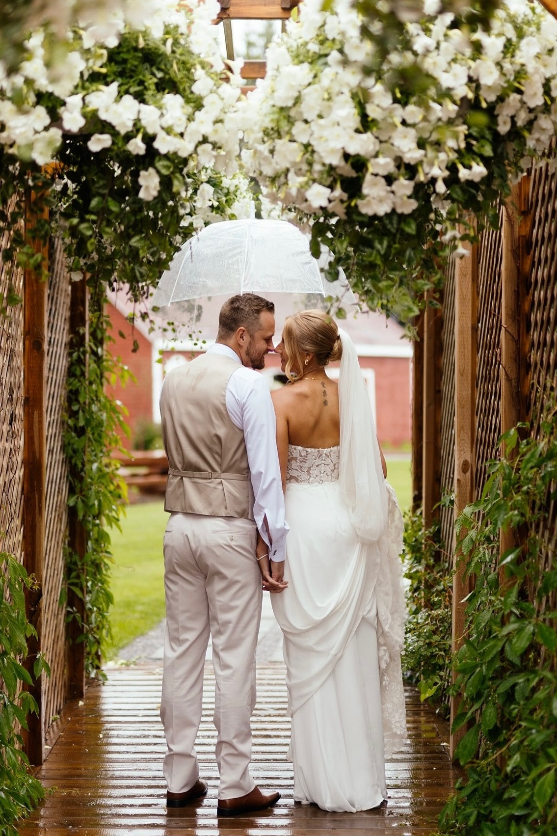 Strapless Ivory Appliques Button Back Wedding Dress