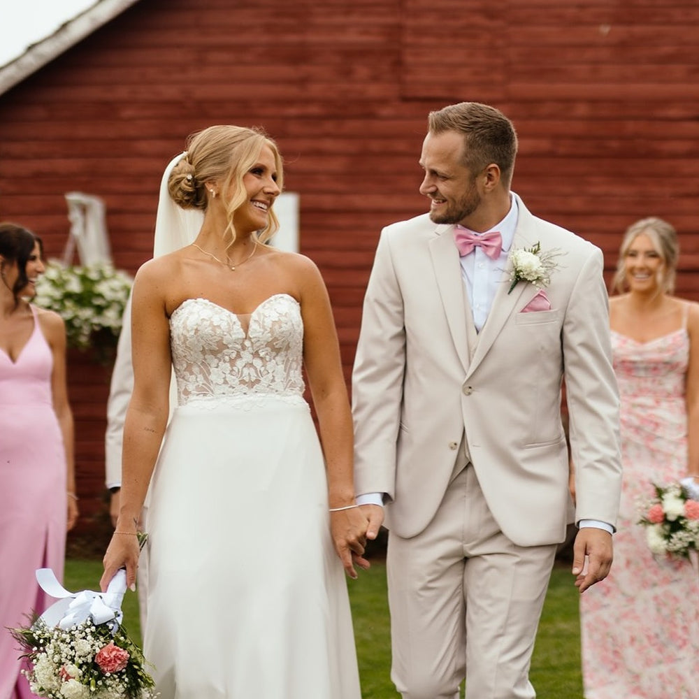 
                      
                        Strapless Ivory Appliques Button Back Wedding Dress
                      
                    