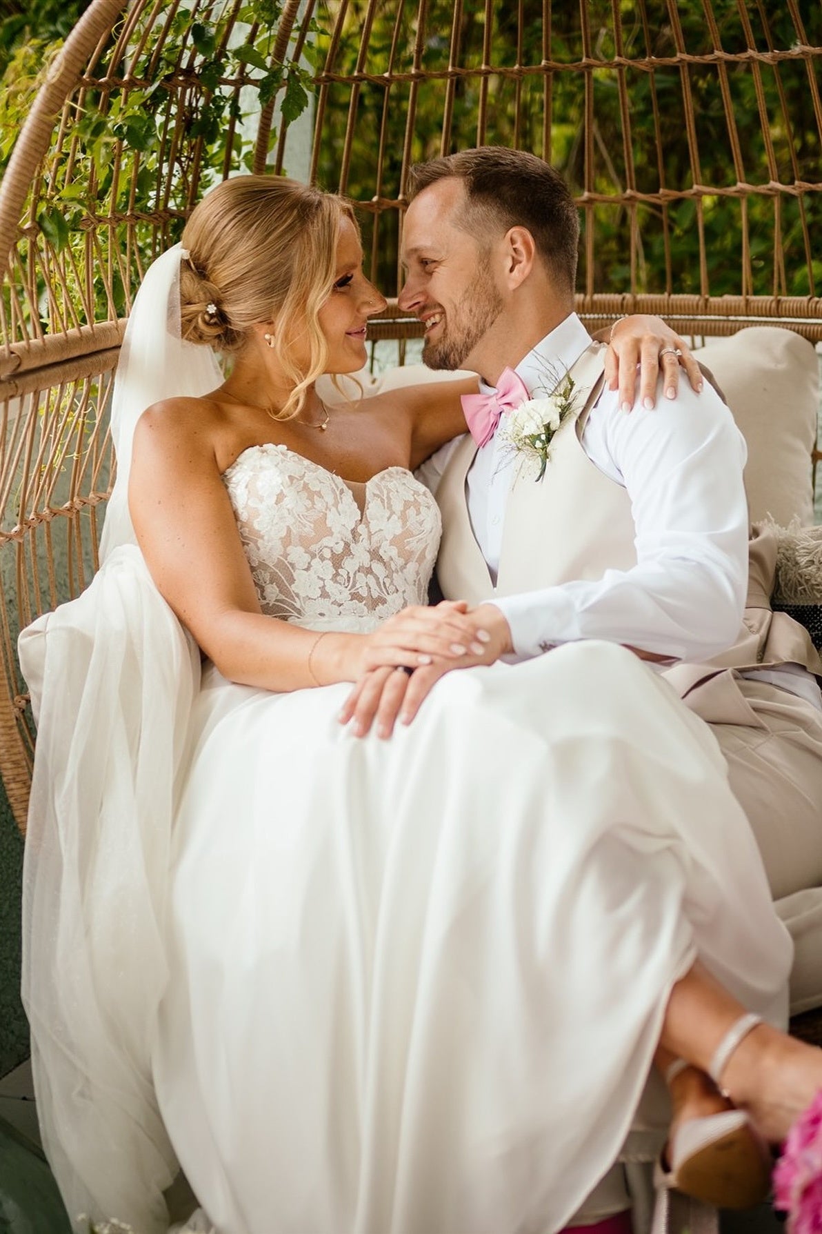 Strapless Ivory Appliques Button Back Wedding Dress