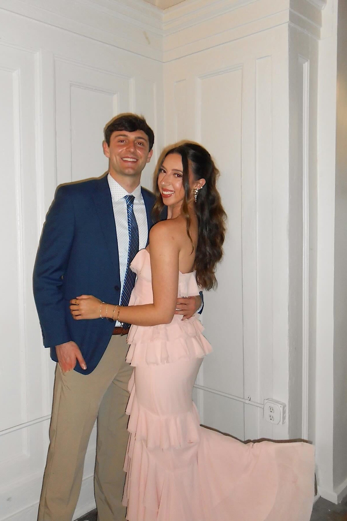 Strapless Lilac Cascading Ruffles Long Dress with Slit