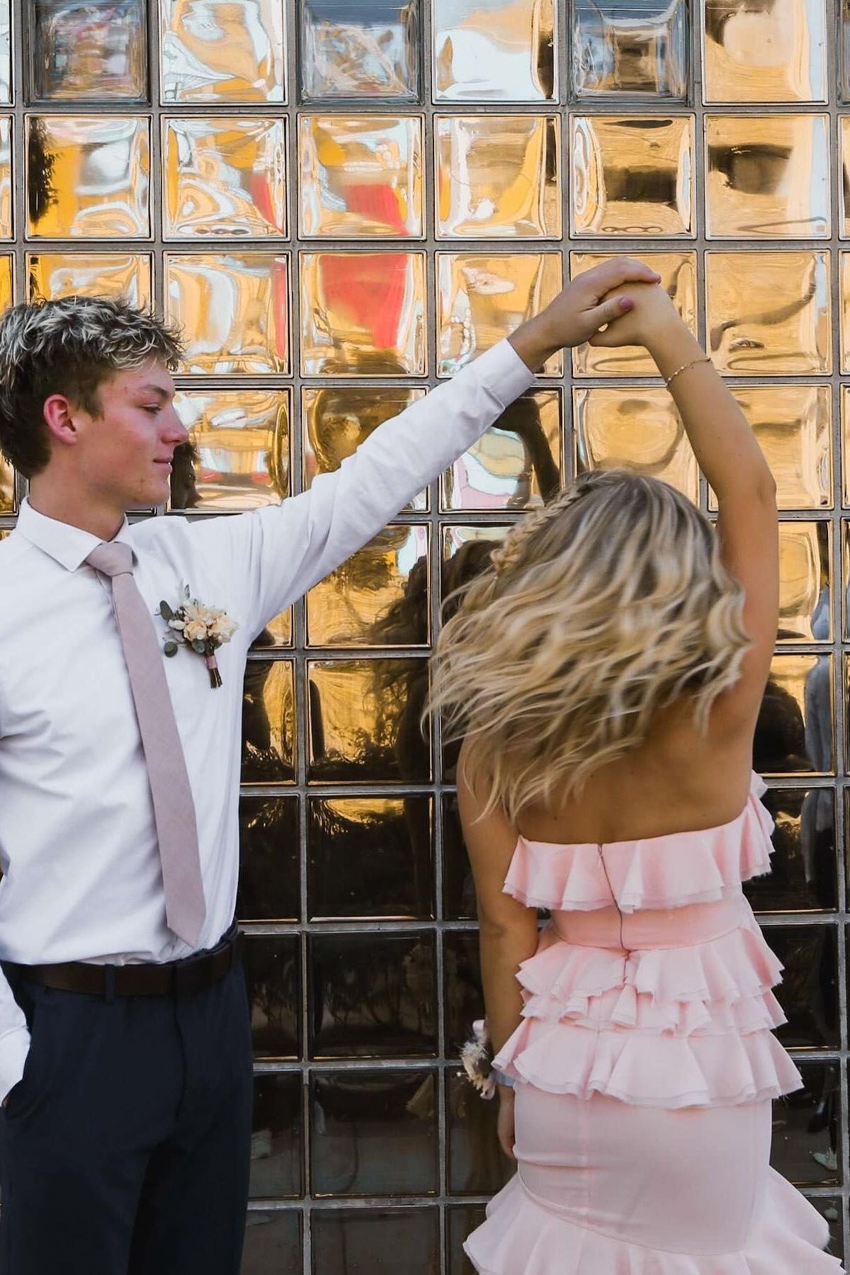 Strapless Lilac Cascading Ruffles Long Dress with Slit