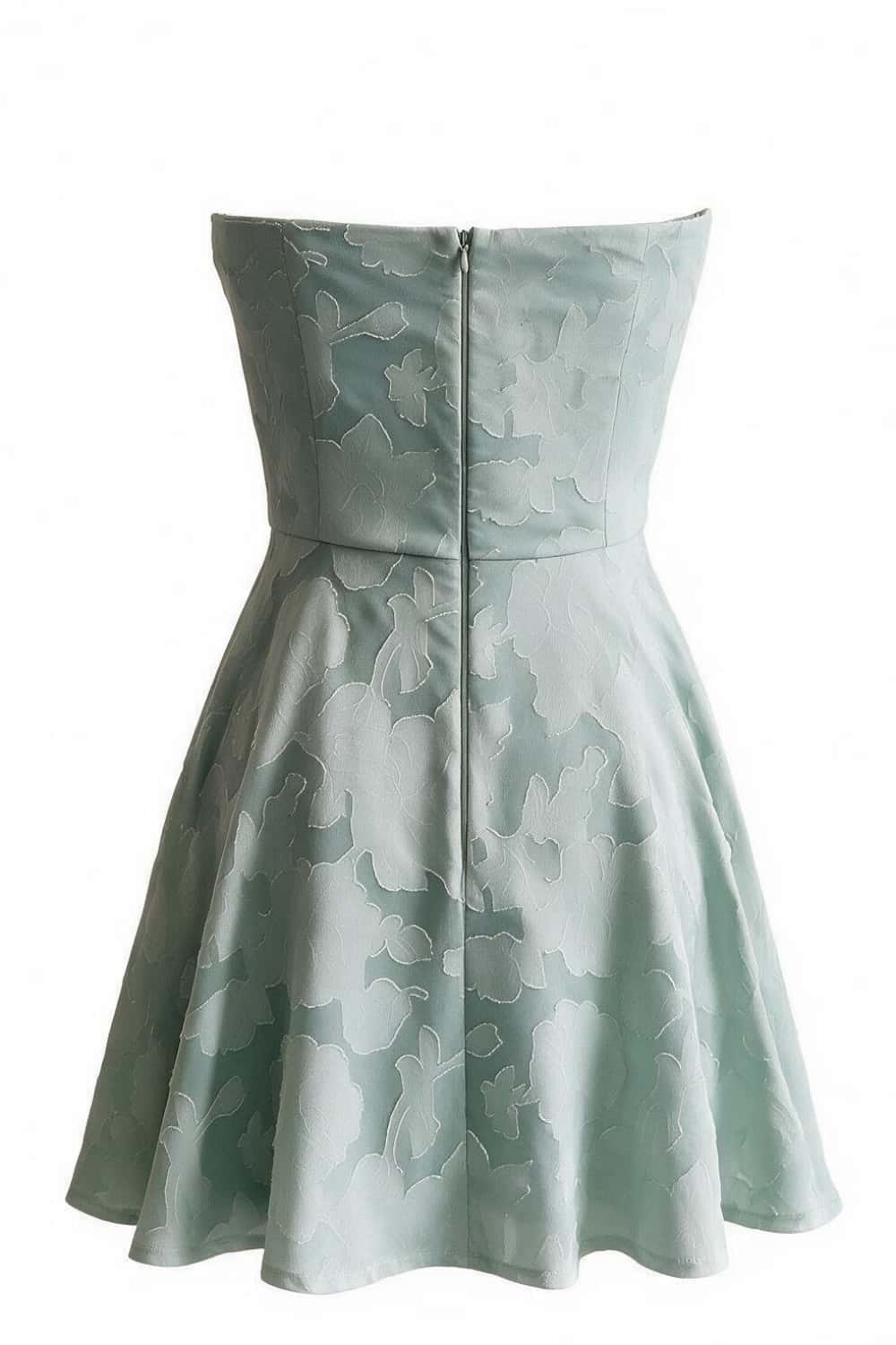Strapless Mint Green Jacquard A-line Short Dress
