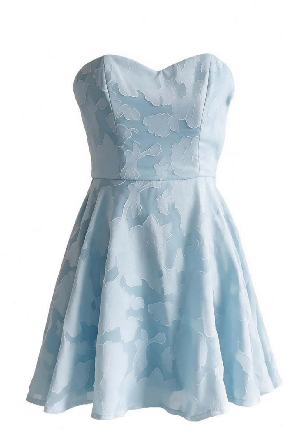 Strapless Mint Green Jacquard A-line Short Dress