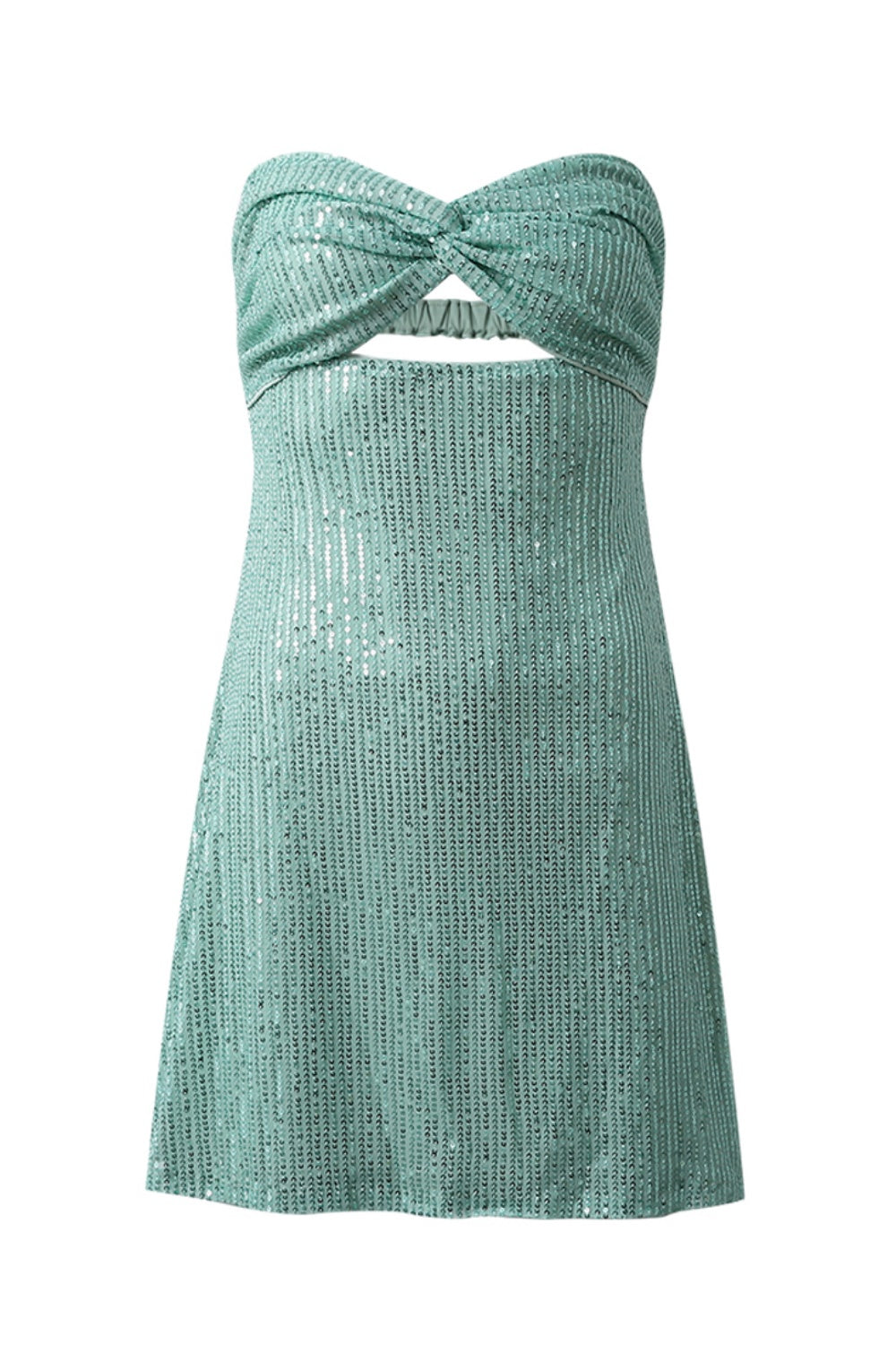 Strapless Mint Green Sequin Short Dress with Keyhole