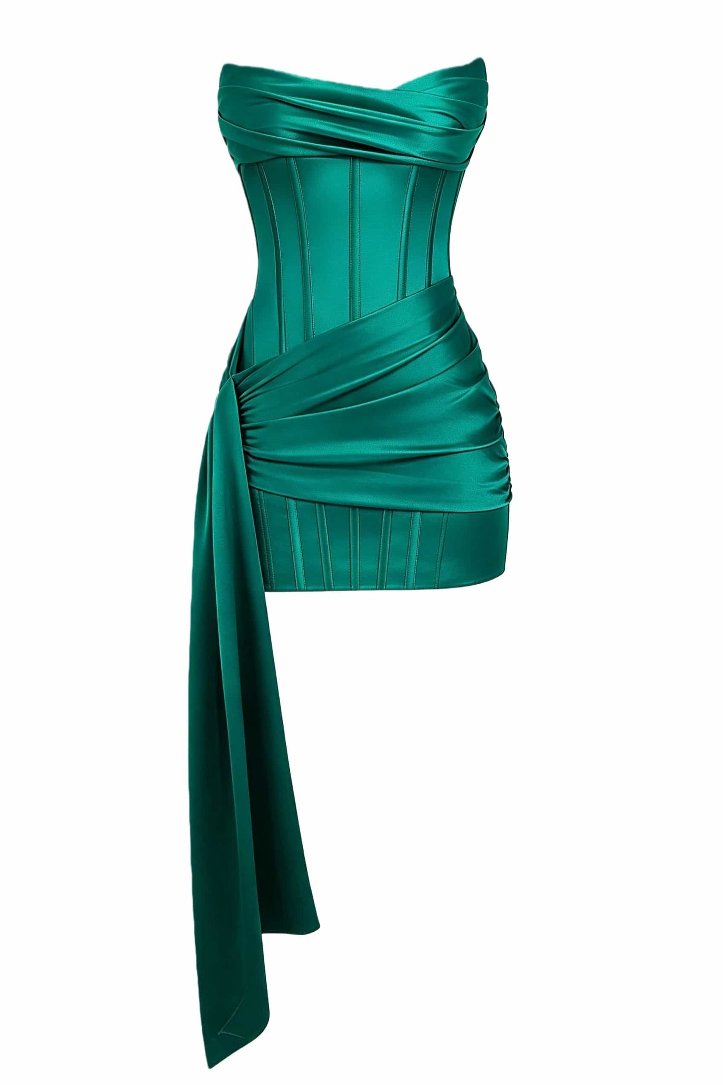 Strapless Mulberry Draped Corset Short Dress
