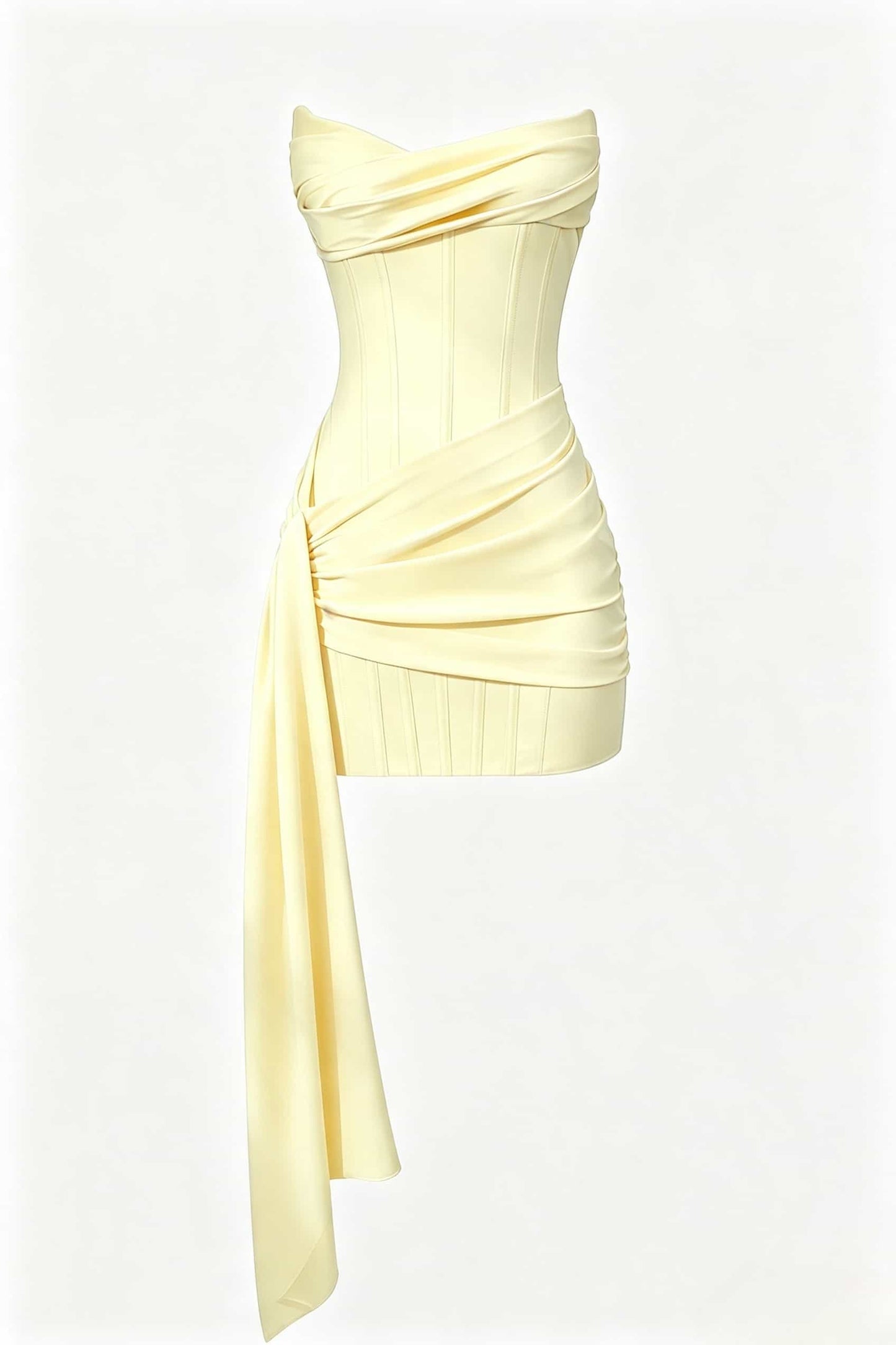 Strapless Mulberry Draped Corset Short Dress