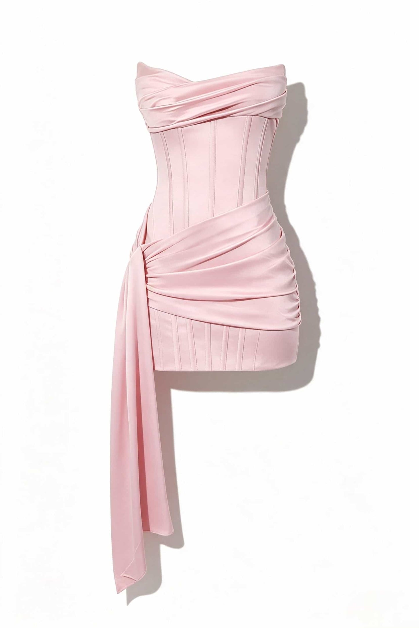 Strapless Mulberry Draped Corset Short Dress