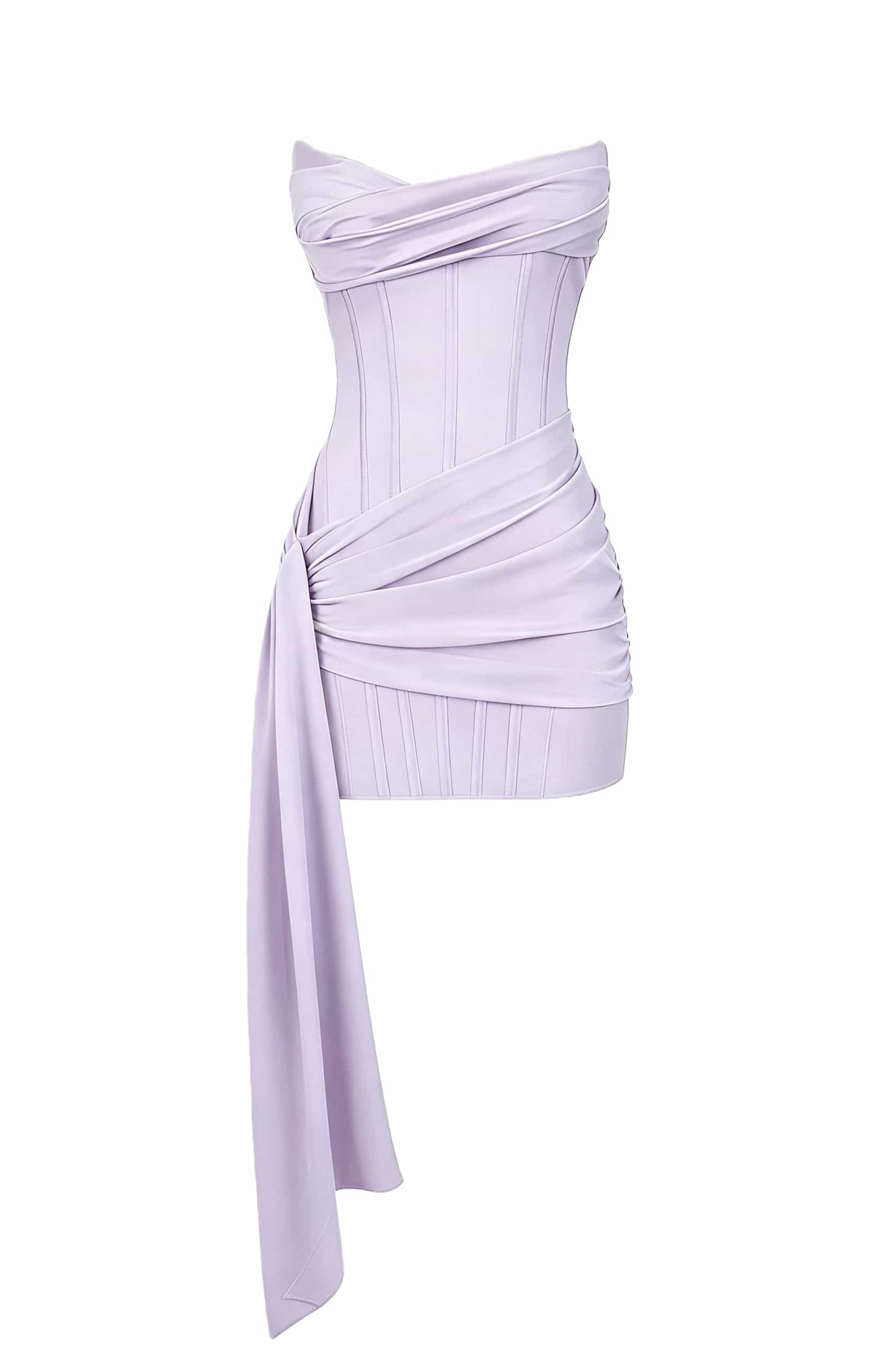 Strapless Mulberry Draped Corset Short Dress