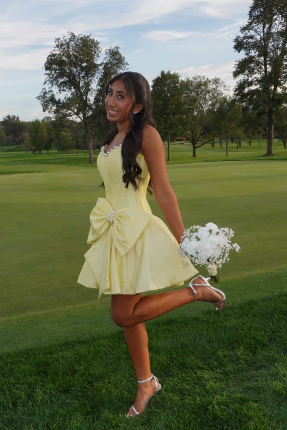 Strapless Navy Blue Bow Front A-line Short Dress