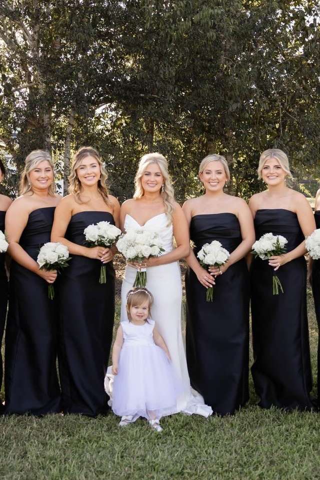 Strapless Pink Back Bow Sheath Bridesmaid Dress