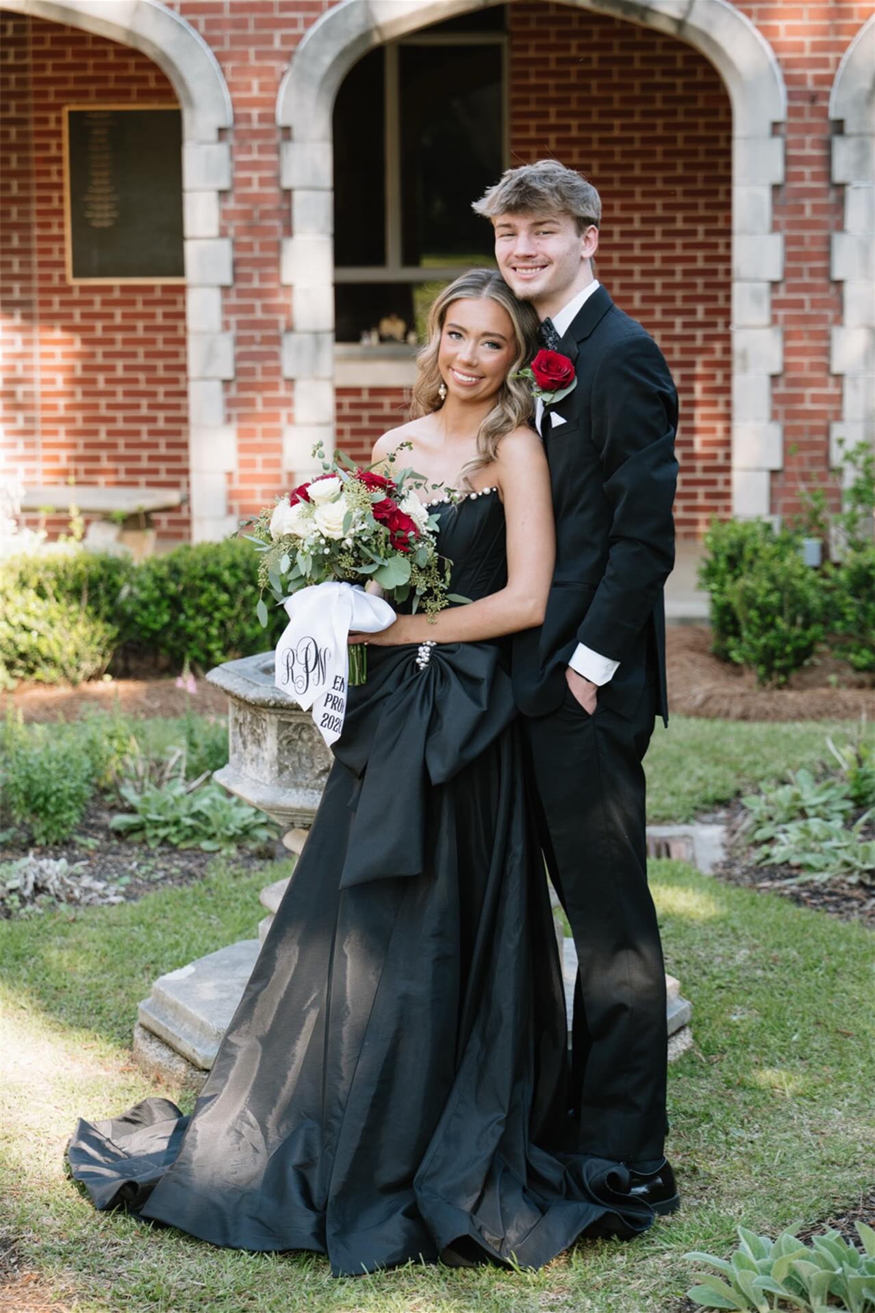 Strapless Black Bow Front Long Dress with Slit