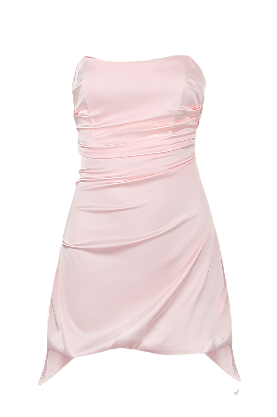 Strapless Aqua Irregular Hem Sheath Short Dress
