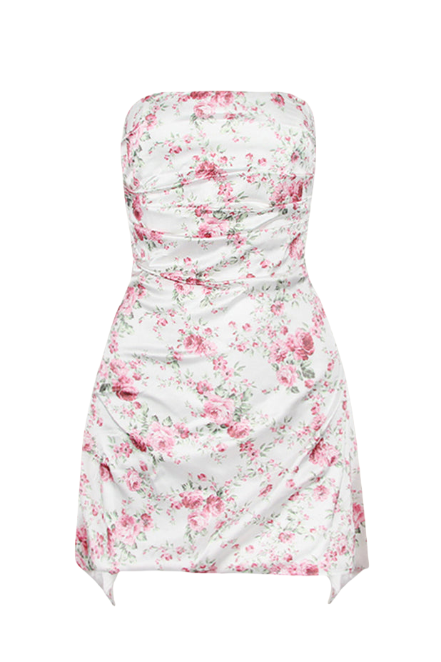 Strapless Aqua Irregular Hem Sheath Short Dress