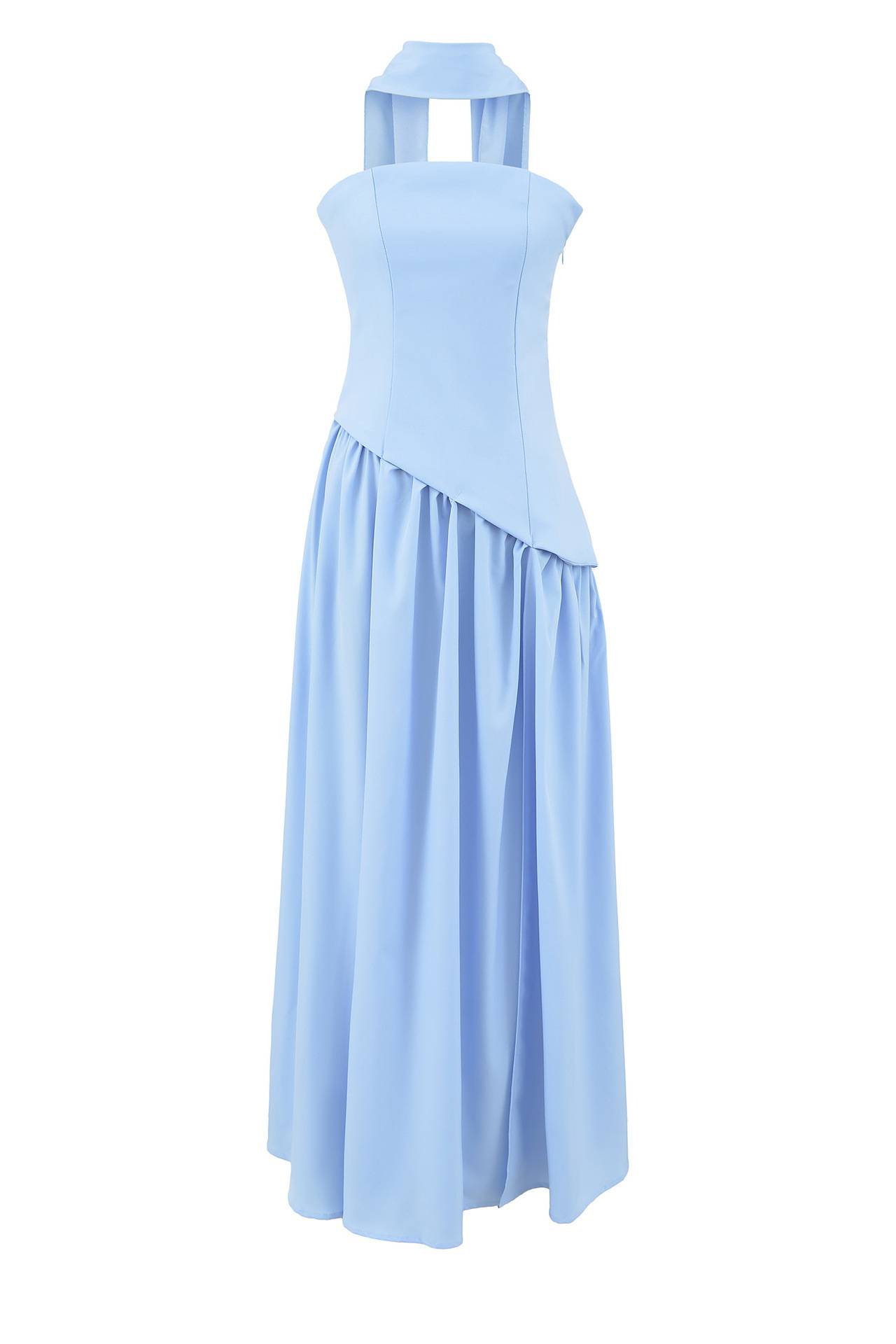 Strapless Pink Ruched A-line Long Dress with Slit