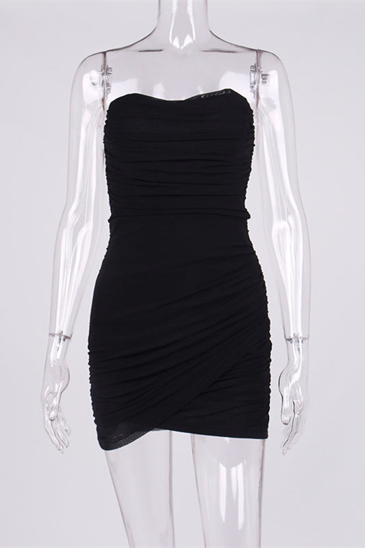 Strapless Red Ruched Bodycon Short Dress