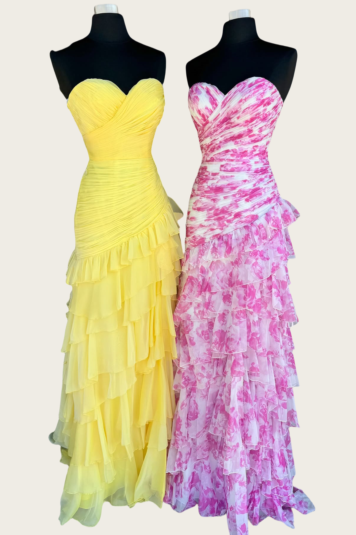 Strapless White and Pink Tiered Long Dress with Slit PollyBoutique Strapless White and Pink Tiered Long Dress with Slit PollyBoutique