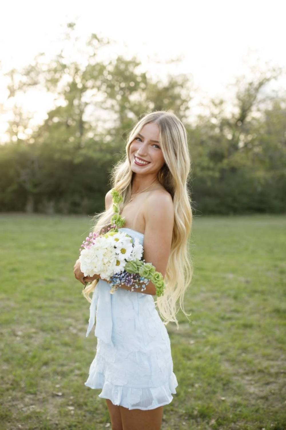 Strapless Yellow Floral Print Short Dress with Bow