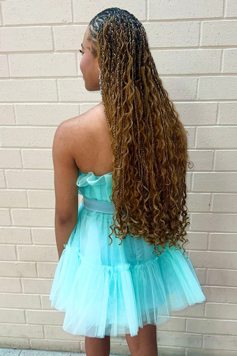Strapless Yellow Ruffle Tulle Short Dress