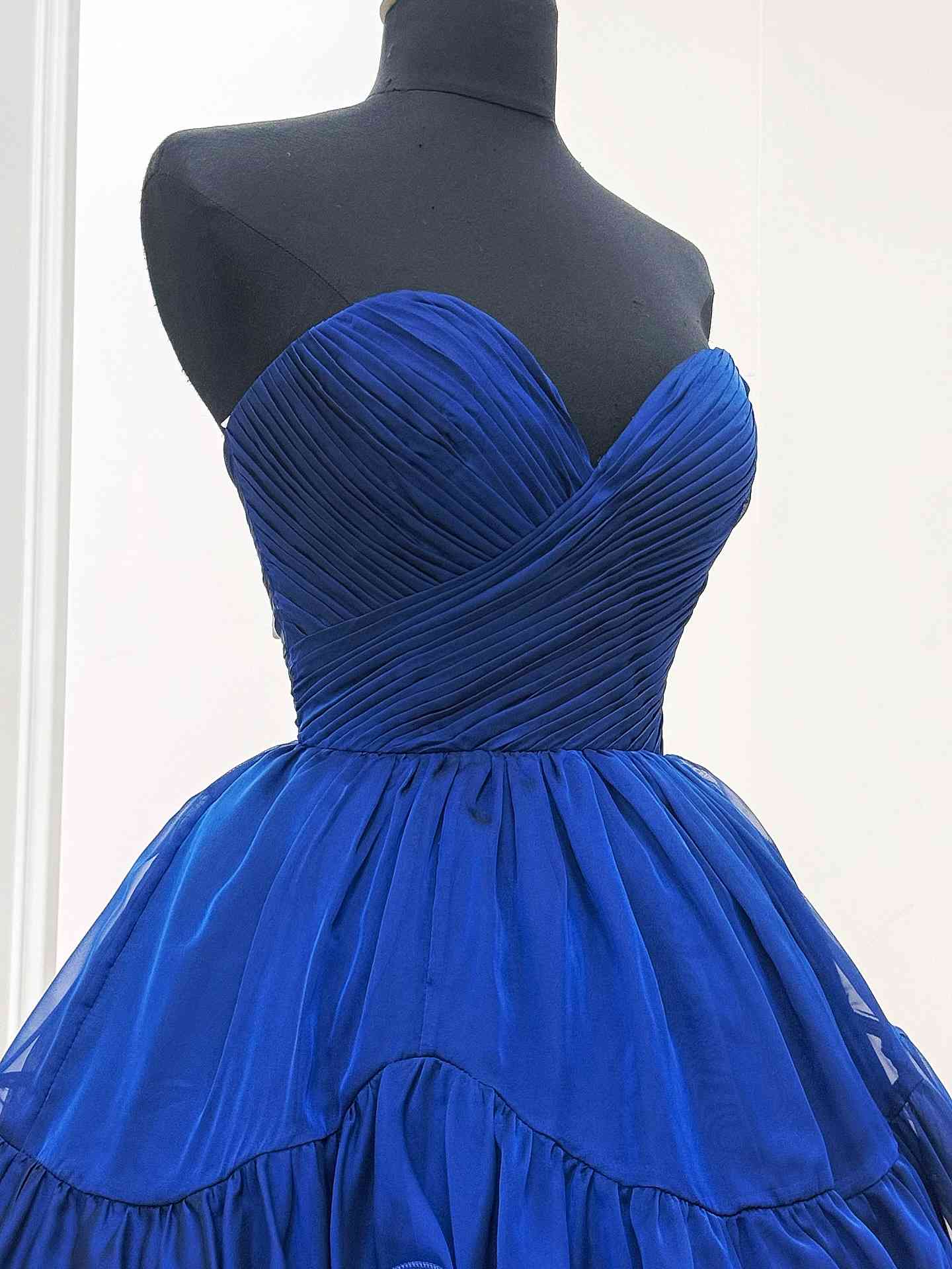 Strapless Yellow Tiered Ruffle A-line Short Dress