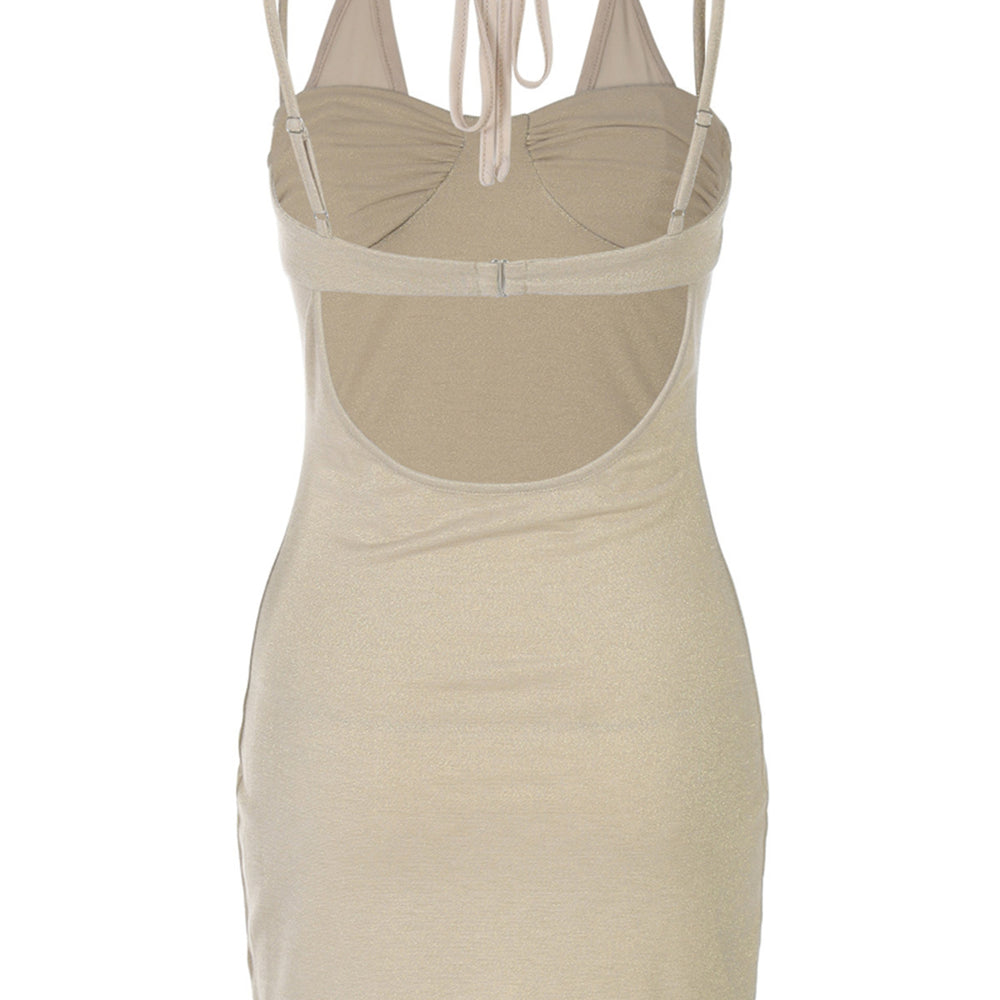 
                      
                        Straps Apricot Backless Bodycon Short Dress
                      
                    