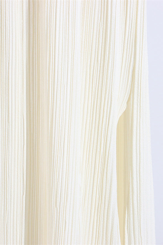 
                      
                        Straps Apricot Pleated Long Dress with Slit
                      
                    