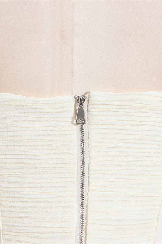 
                      
                        Straps Apricot Pleated Long Dress with Slit
                      
                    