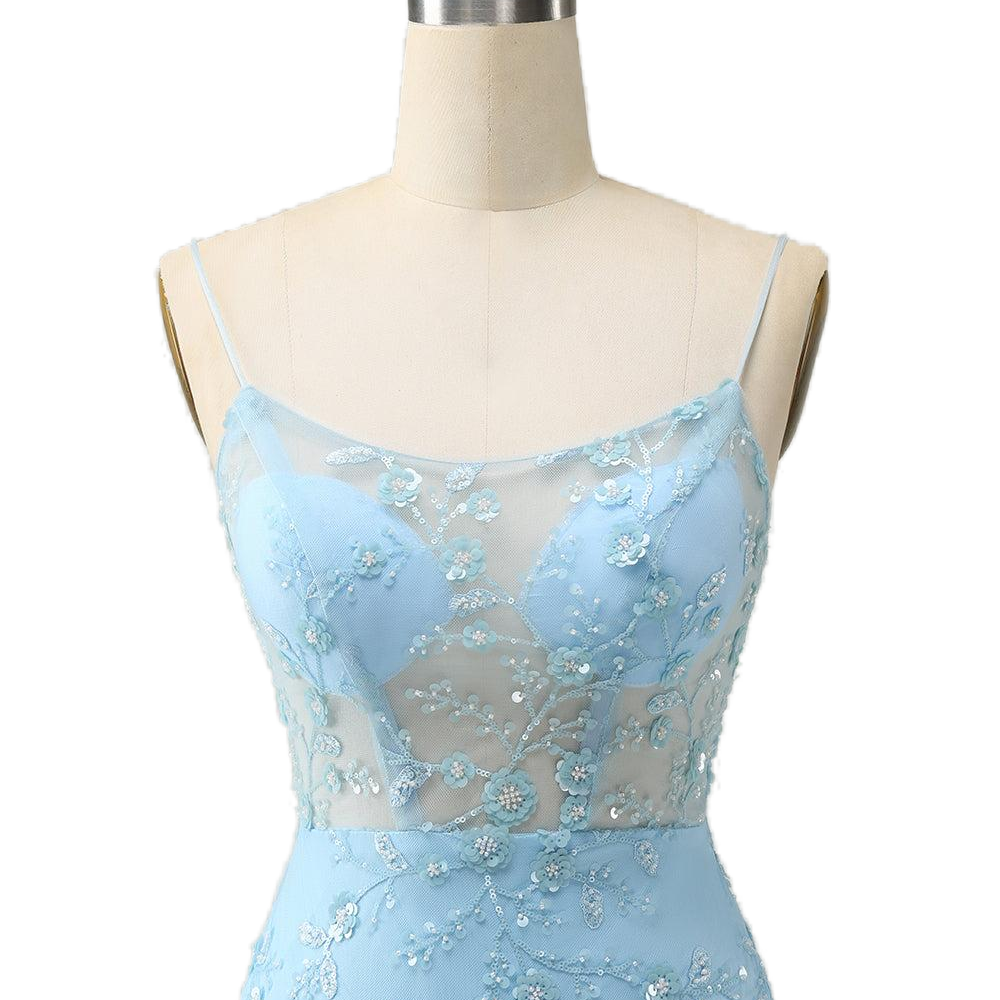 
                      
                        Straps Blue Beaded Bodycon Short Princess Dress
                      
                    