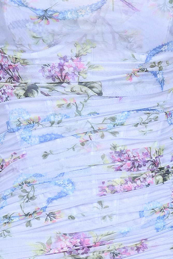 
                      
                        Straps Blue Floral Print Maxi Dress with Slit
                      
                    