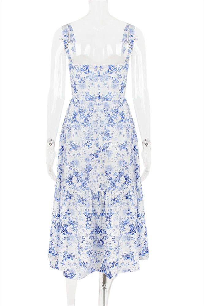 
                      
                        Straps Floral Print Midi Dress with Pockets
                      
                    