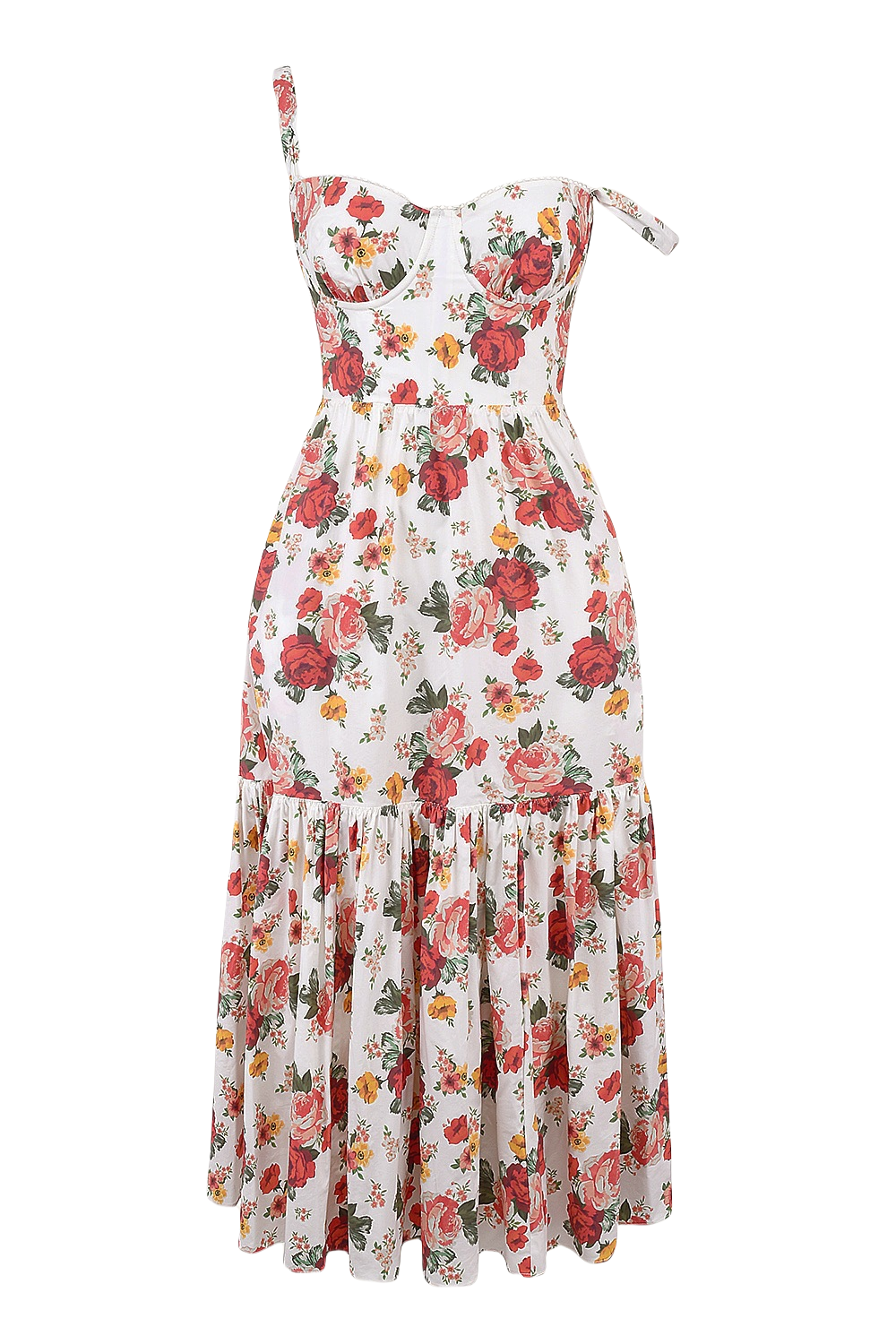 Straps Floral Print Midi Dress with Pockets