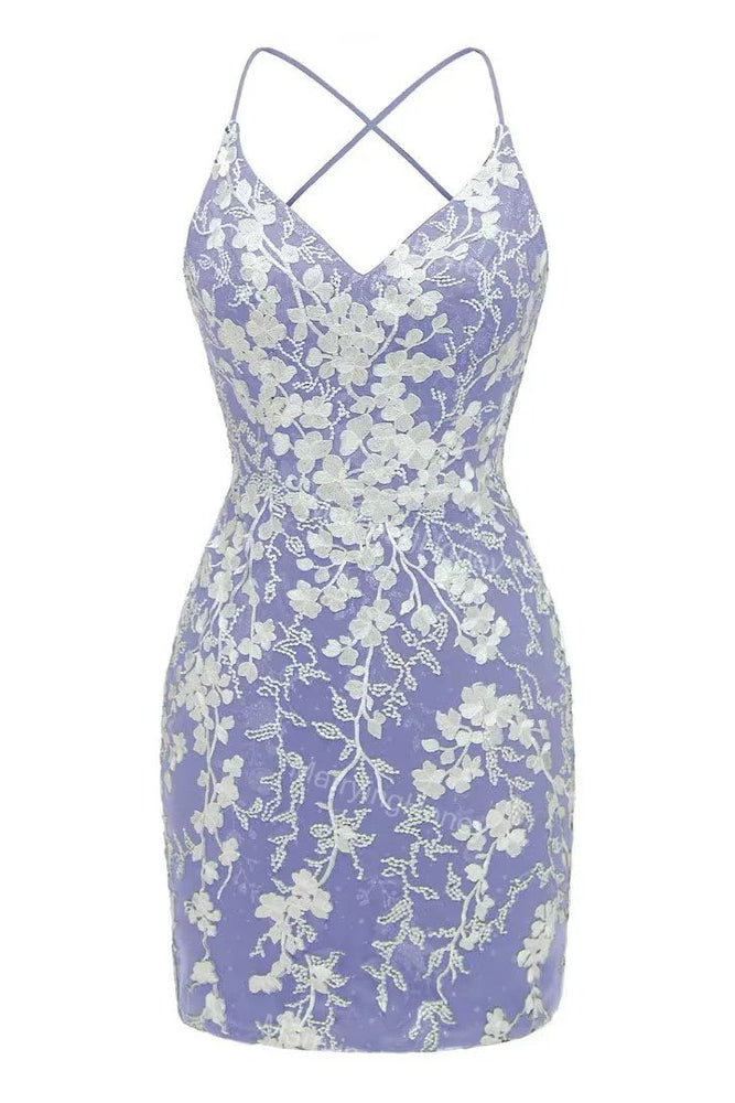 
                      
                        Straps Green Floral Appliques Bodycon Short Dress
                      
                    