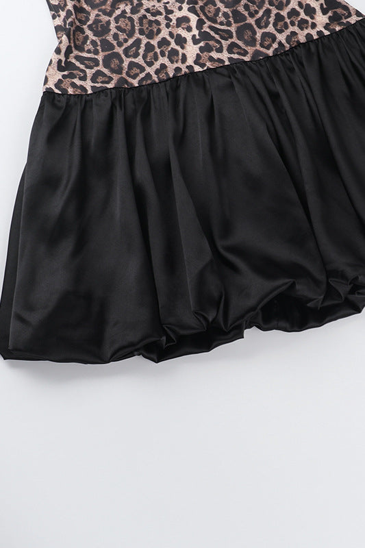 
                      
                        Straps Ieopard Print Patchwork A-line Short Dress
                      
                    