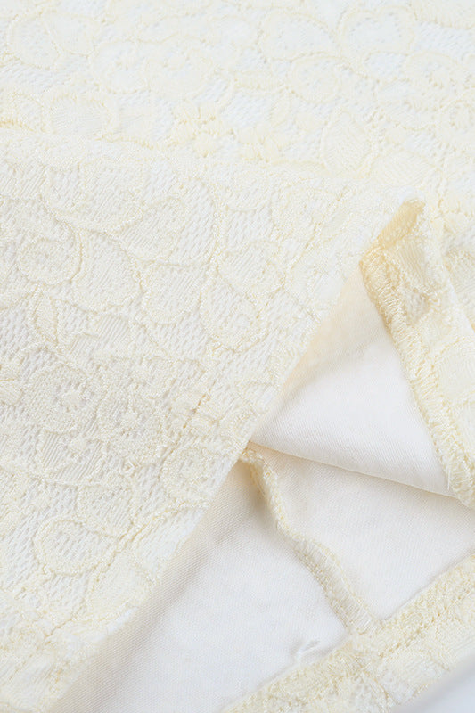 
                      
                        Straps Ivory Lace Bodycon Short Dress
                      
                    