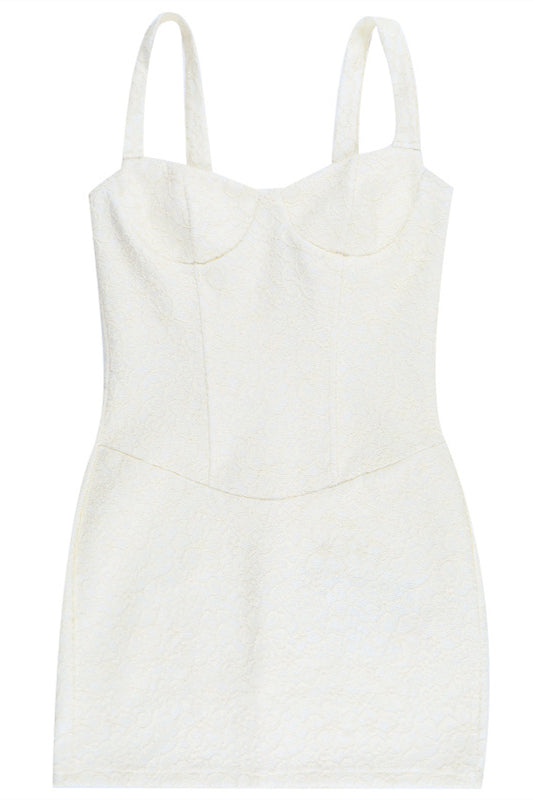 
                      
                        Straps Ivory Lace Bodycon Short Dress
                      
                    
