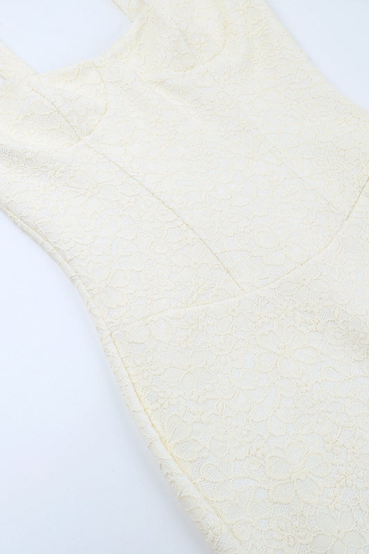
                      
                        Straps Ivory Lace Bodycon Short Dress
                      
                    