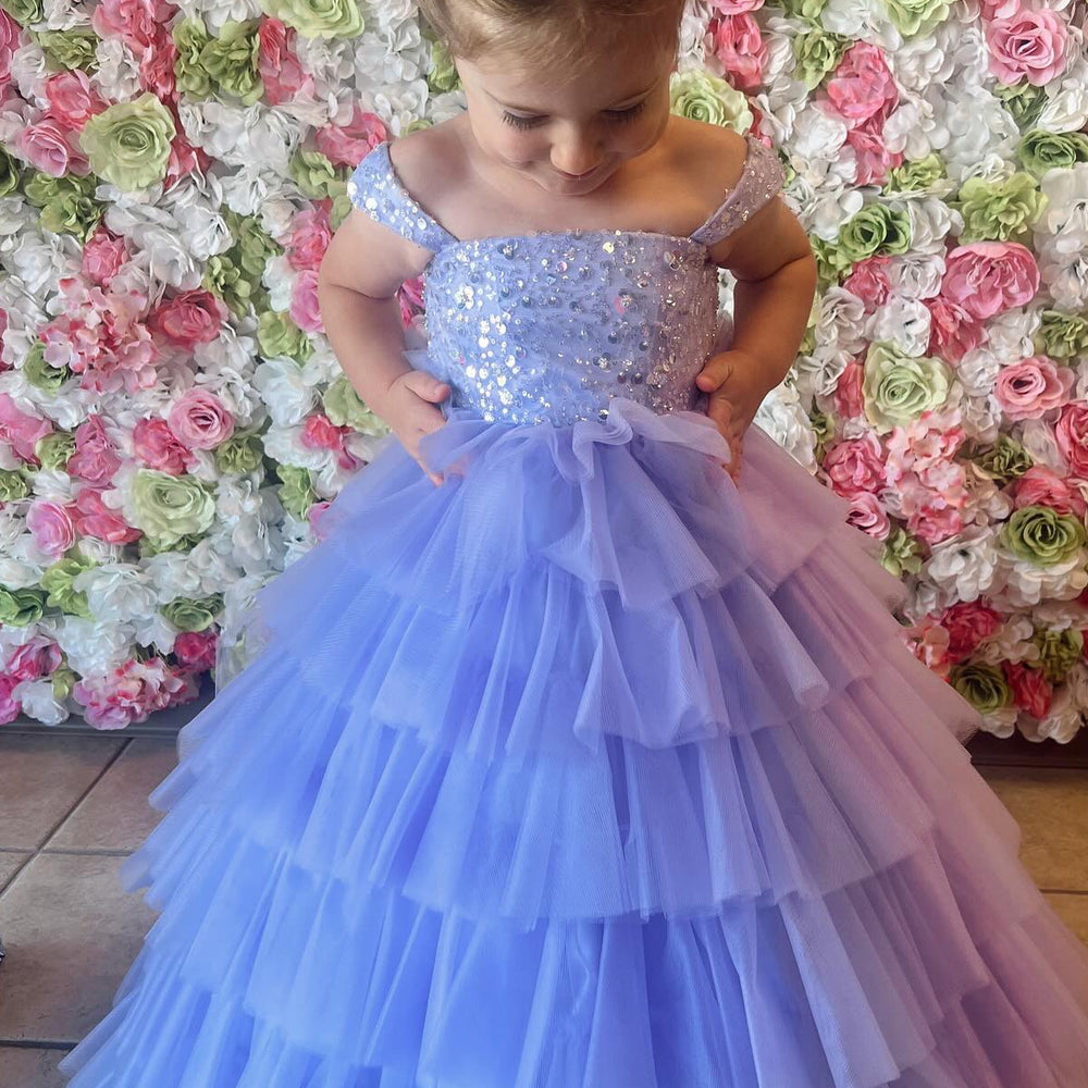 
                      
                        Straps Lavender Sequin Tiered Girl Pageant Dress
                      
                    