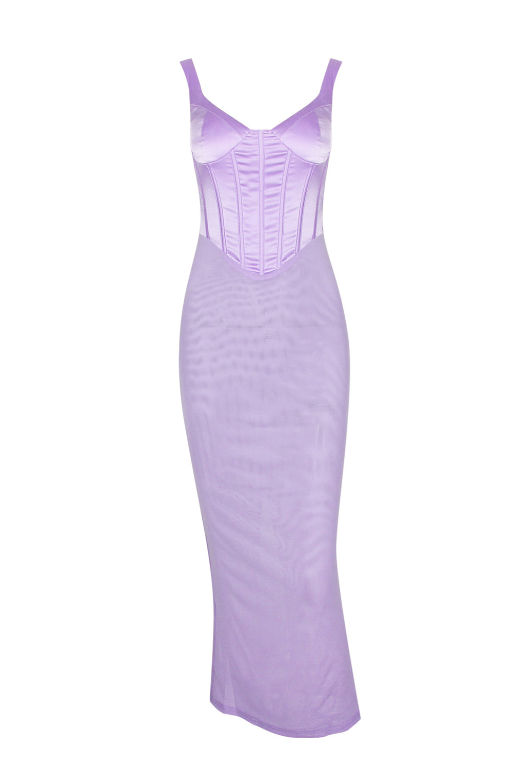 Straps Lavender Sheath Long Dress with Slit