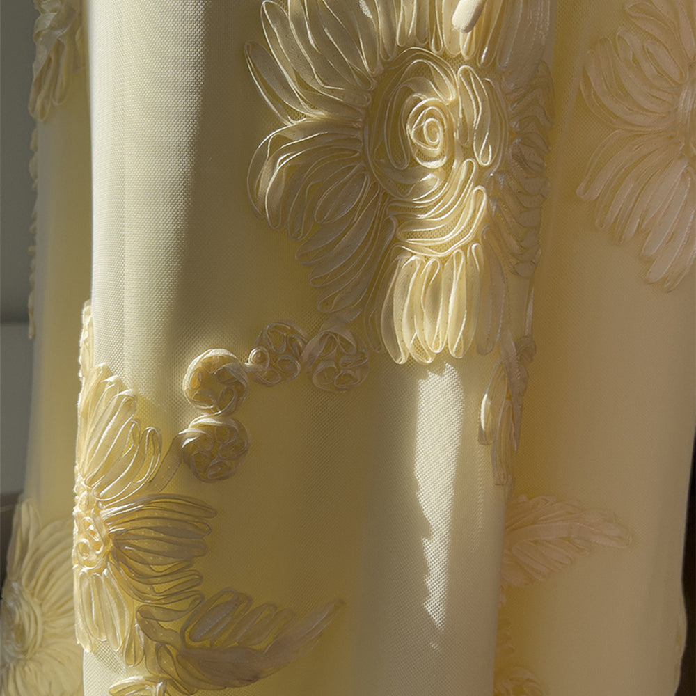 
                      
                        Straps Lemon Floral Appliques Fitted Maxi Dress
                      
                    