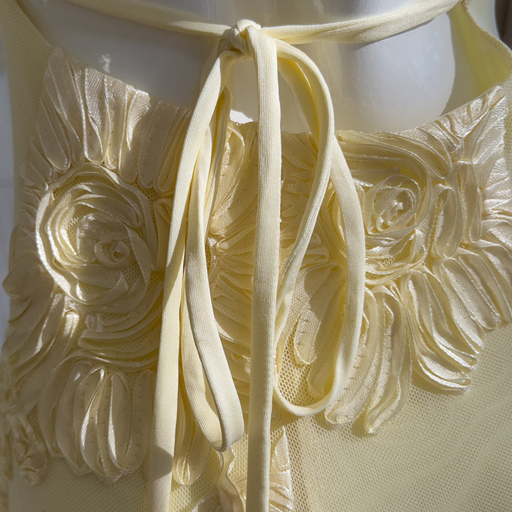 
                      
                        Straps Lemon Floral Appliques Fitted Maxi Dress
                      
                    